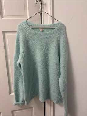 J Crew Cozy Light Aqua Women’s Bouclé Sweater